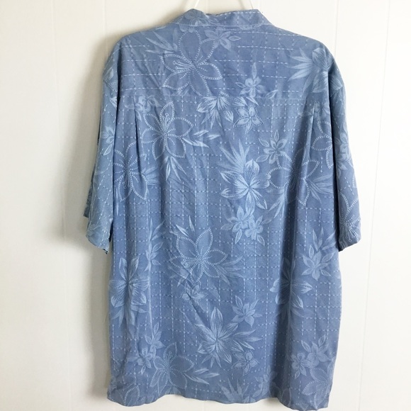 Tommy Bahama Floral Blue 100% Silk Size Large Mens - Picture 3 of 3
